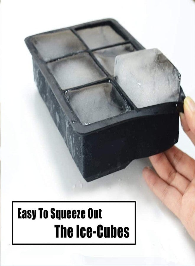 Xpandio BPA Free Silicone Square Ice Cube Tray | Easy Release Flexible Big Block Mould | Reusable 6 Slot Molds (Pack of 1, Black) - Image 3